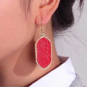 Red & Gold Drop Hook Earrings | Statement Dangle Jewelry | Elegant Accessories